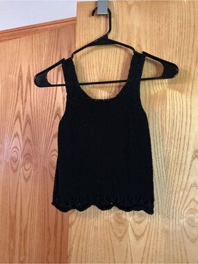 art class Black Knit Tank with Scalloped Hem